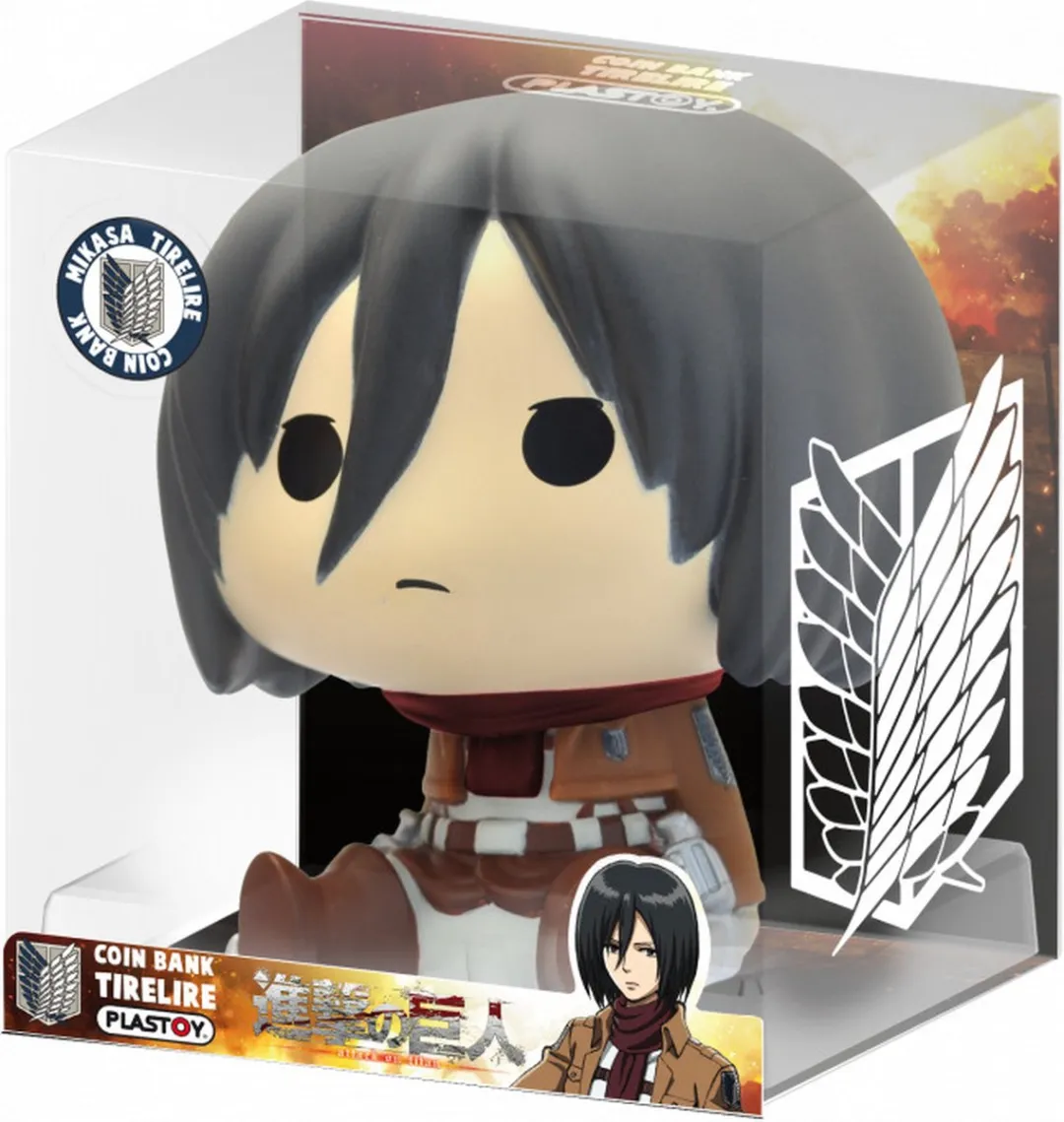 Plastoy Attack on Titan Chibi Mikasa Spaarpot - Bruin/Wit/Zwart