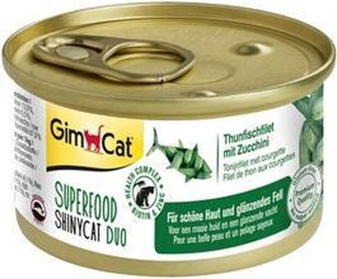 GimCat Superfood Shinycat Duo 70g - Tonijnfilet & Courgette - 24 Stuks