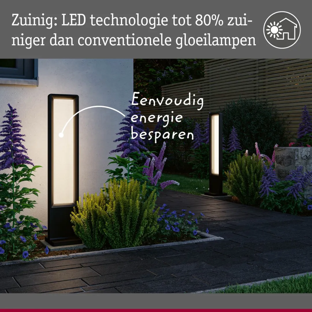 Paulmann LED Bolderlamp Reana IP44 3000K 832mm - 2x4W - Antraciet - afbeelding 6 van 6
