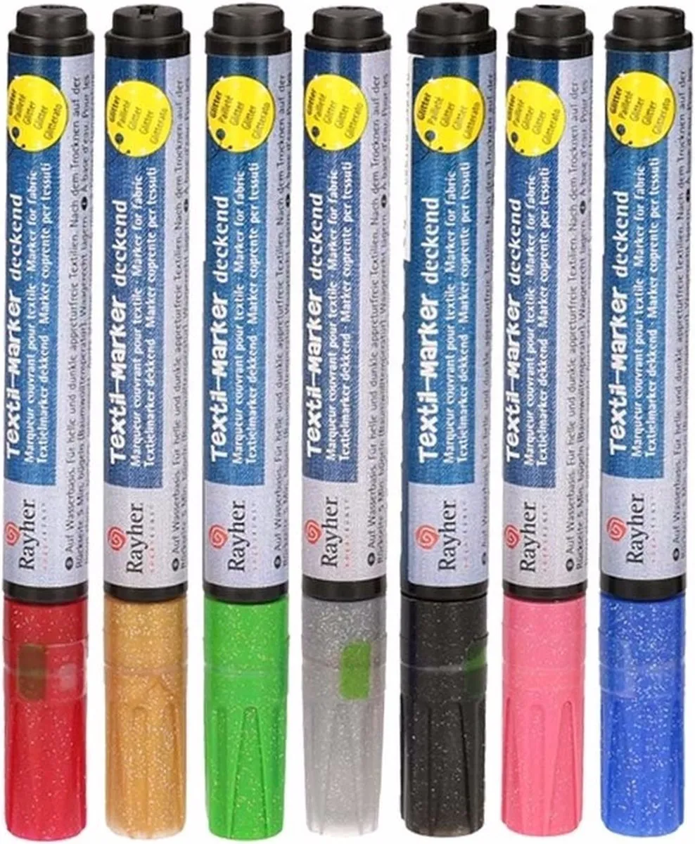 Rayher Hobby Textielstiften Glitter Roze - Dikke punt - 1 Stuk