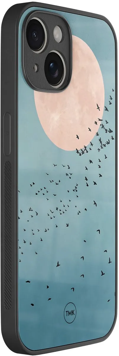 Casevibes iPhone 14 Moon Birds Hoesje - Blauw