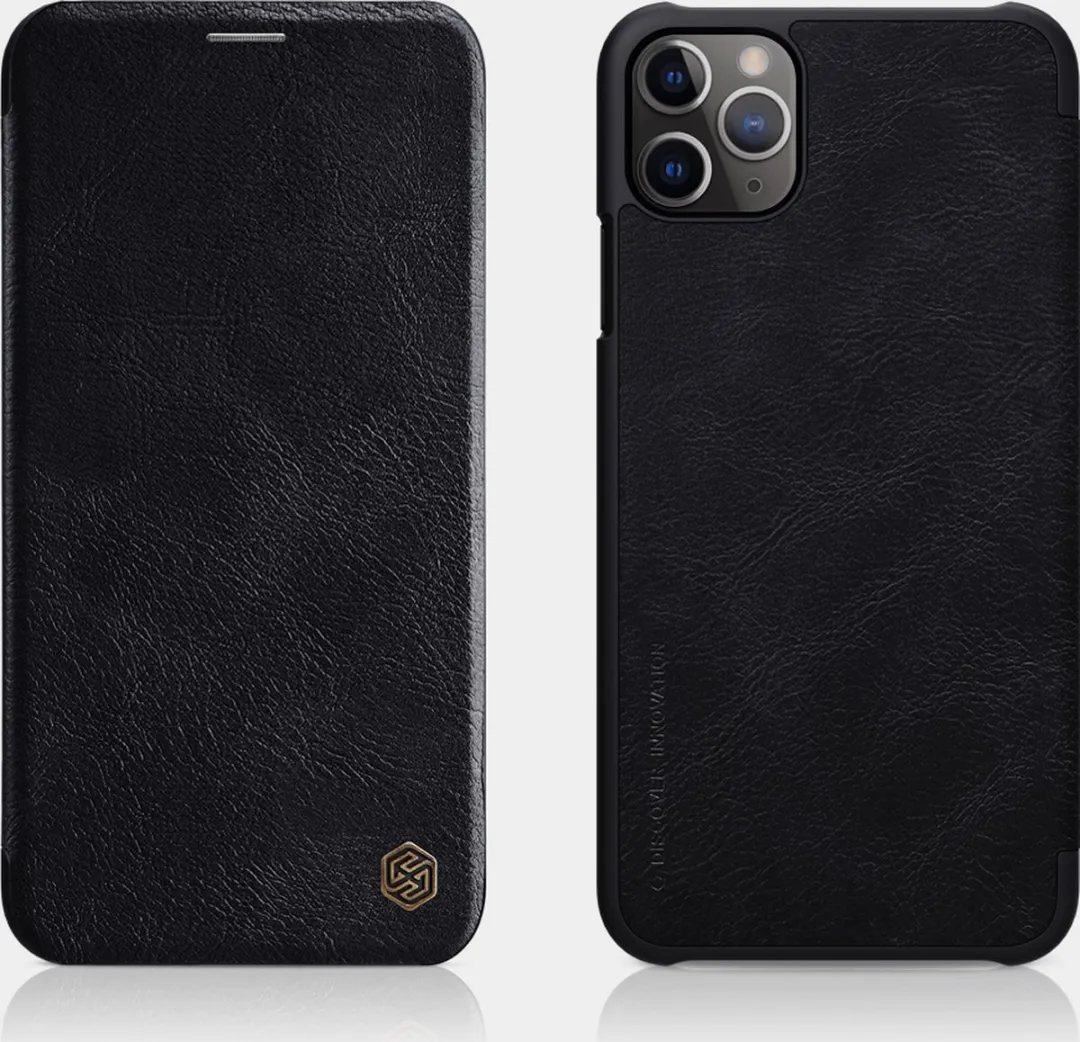 Nillkin Qin Leather Flip Cover iPhone 11 Pro Max - Zwart - 2 Pasjes - afbeelding 2 van 6