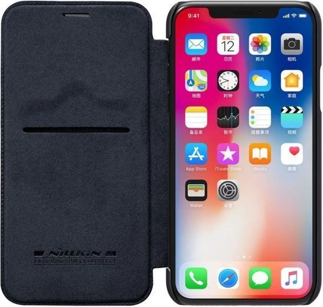 Nillkin Qin Leather Flip Cover iPhone 11 Pro Max - Zwart - 2 Pasjes