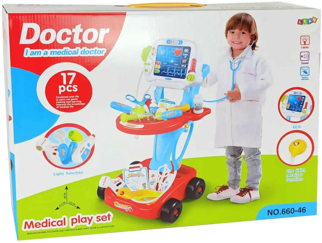 Lean Toys Doktersset 17-delig - EKG Licht Geluid - Meerdere kleuren