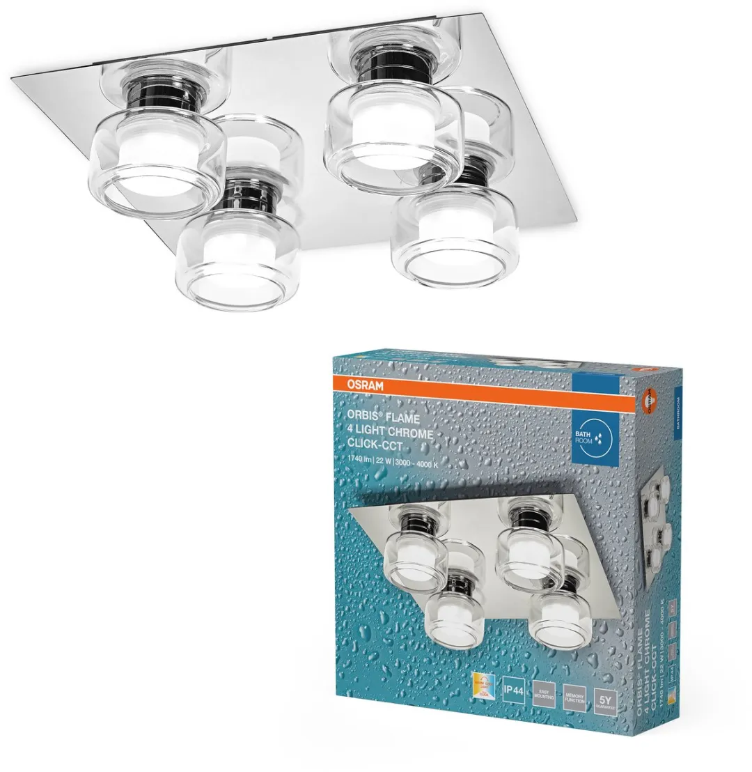 Osram Orbis Flame Wandlamp LED 22W 1400lm IP44 Chroom