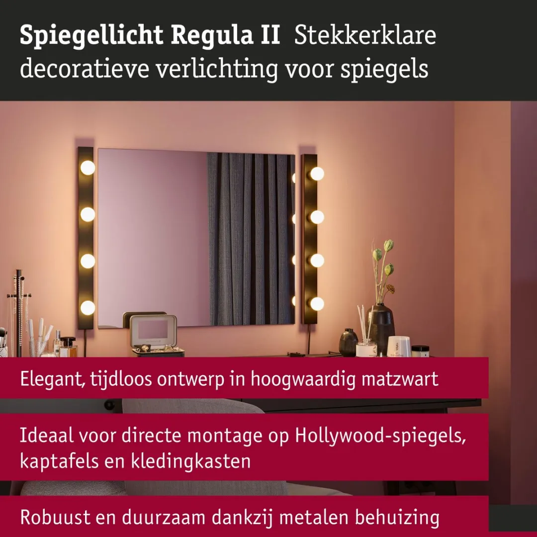 Paulmann Regula II LED-spiegellamp E14 4x40W - Zwart - afbeelding 6 van 6