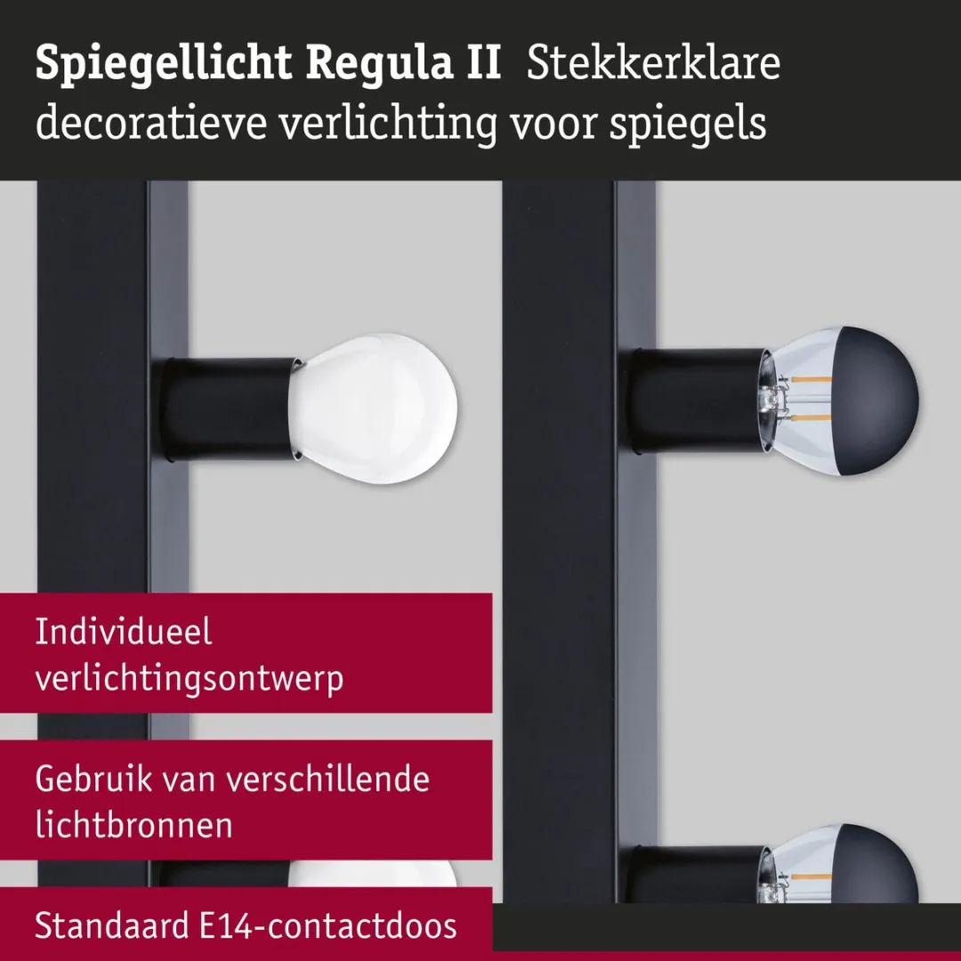 Paulmann Regula II LED-spiegellamp E14 4x40W - Zwart