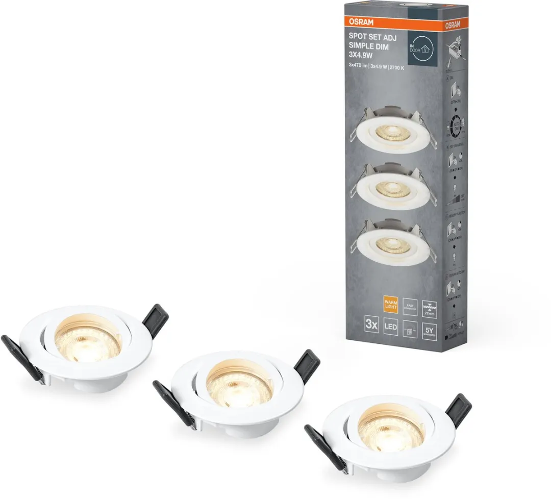Osram Spot Set Adj Simple Dim 3x4.9W 2700K