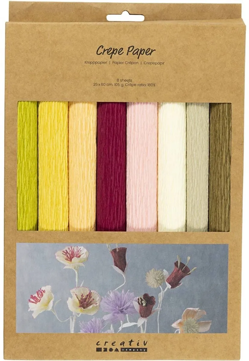 Creativ Company Crêpepapier Warme Tinten - 8 Stuks 25x60cm
