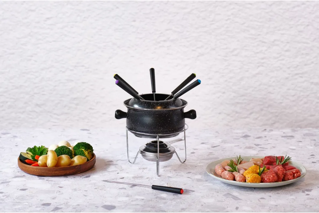 Cosy&Trendy Fondue Set 6 Vorken - Rood/Zwart - Ø16cm