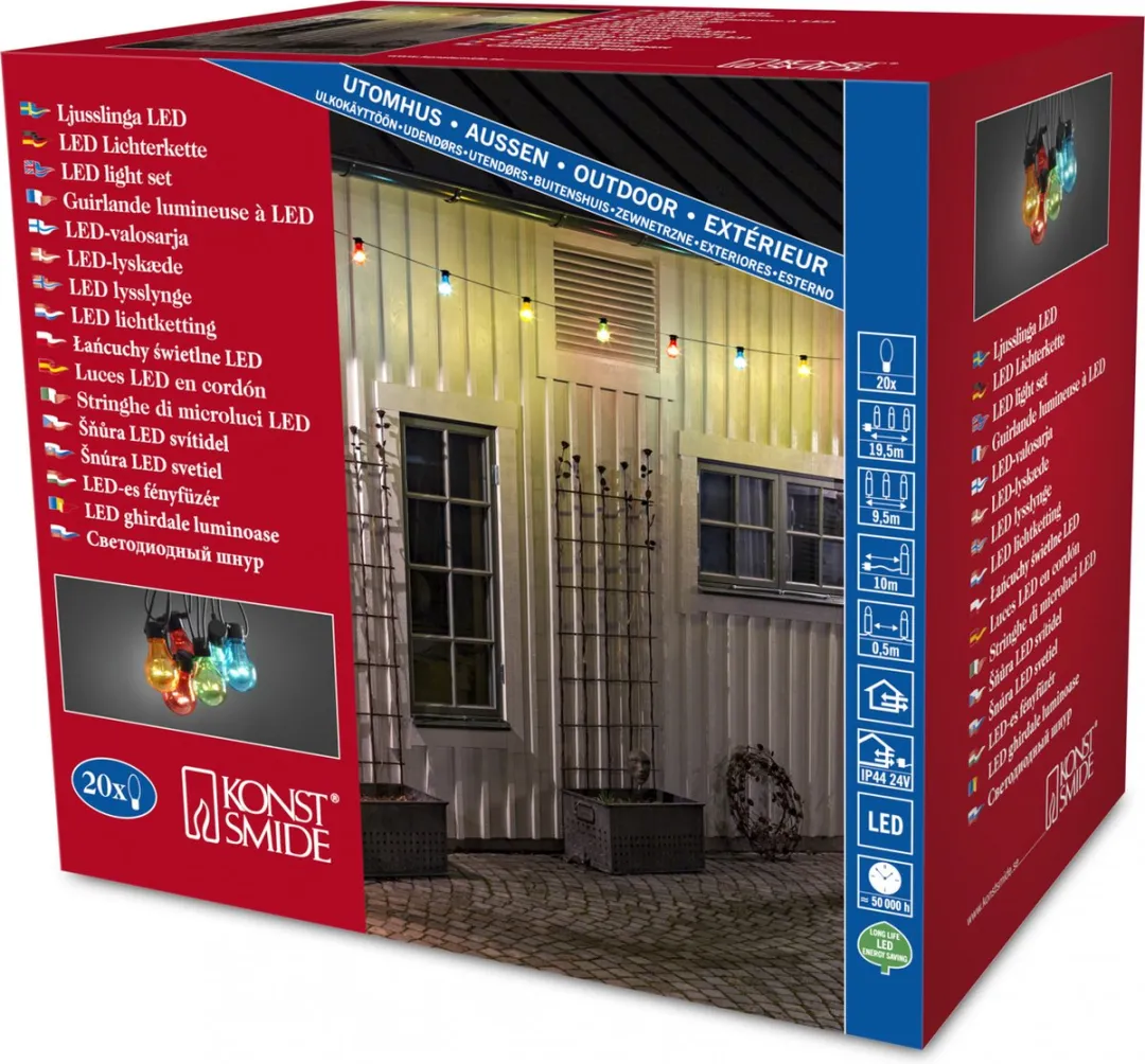 Konstsmide 2379 Snoerverlichting - 20 LED Multicolor 24V - 950cm - afbeelding 5 van 6