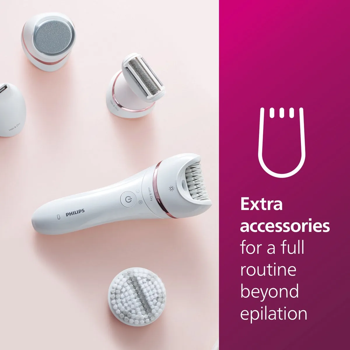 Philips Series 8000 BRE740/10 Epileerapparaat - 9 Opzetstukken - Wit
