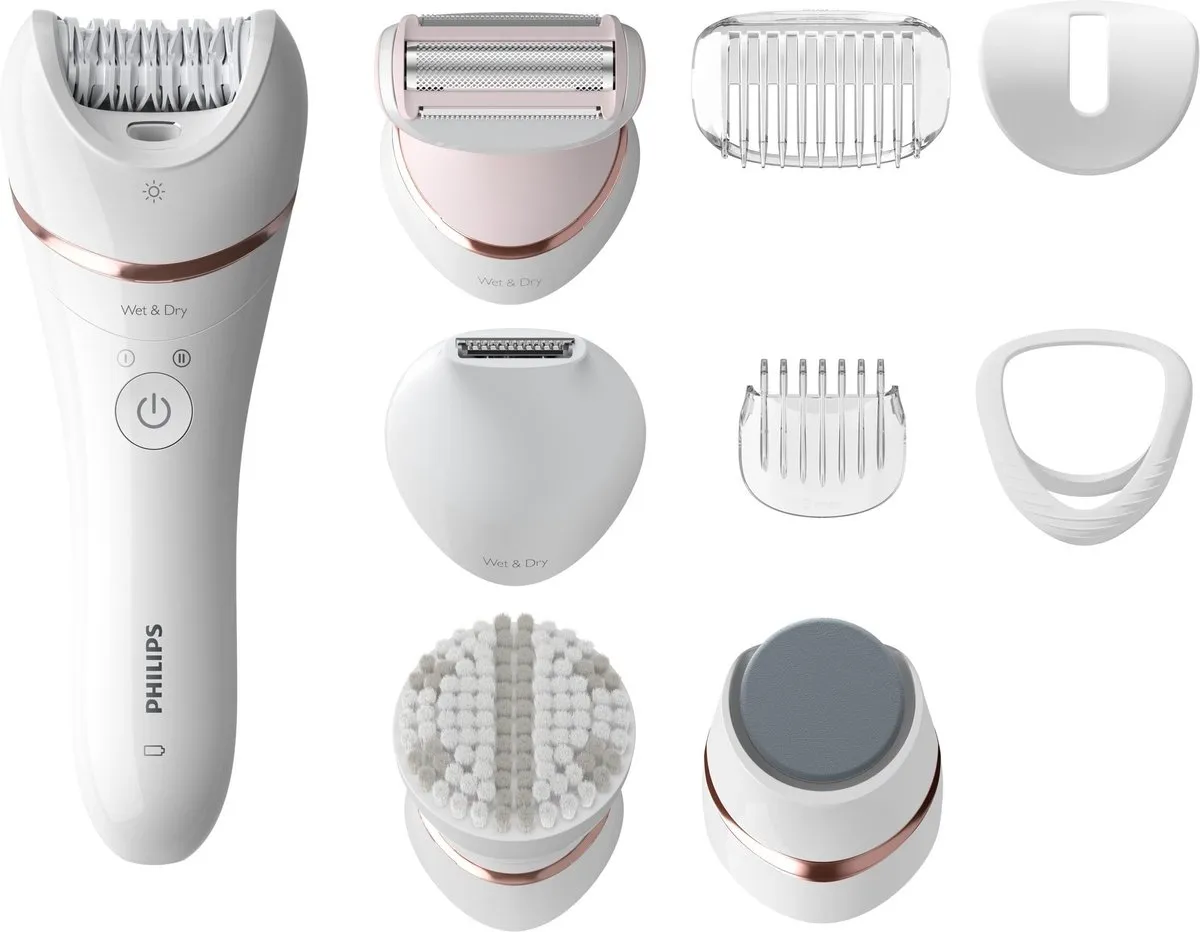 Philips Series 8000 BRE740/10 Epileerapparaat - 9 Opzetstukken - Wit