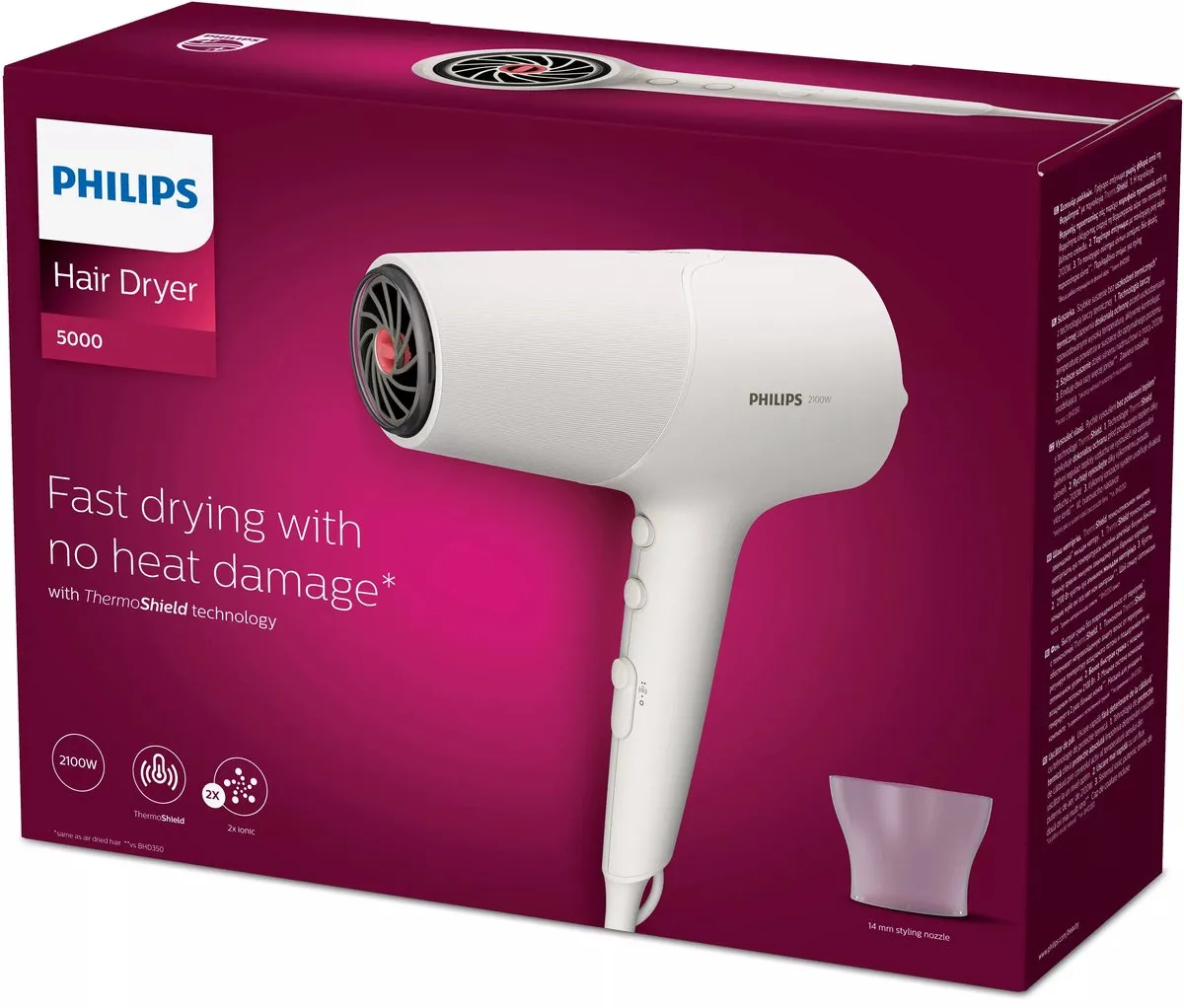 Philips Series 5000 BHD501/00 Föhn - 2100W - Wit