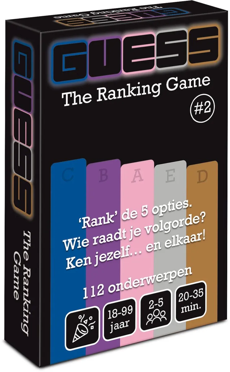 Guess The Ranking Game #2 Kaartspel - 112 Onderwerpen - 2-5 Spelers