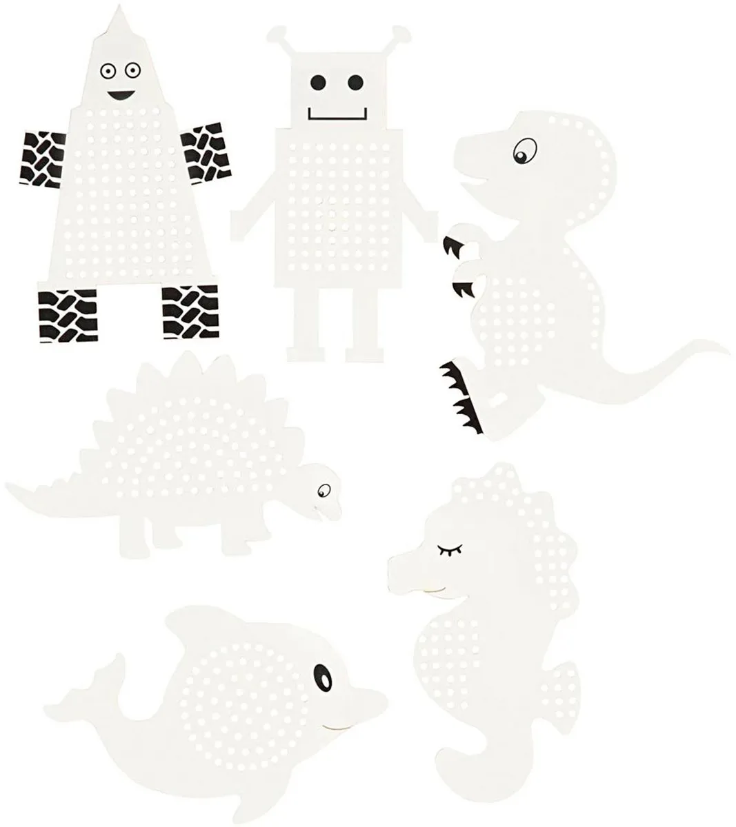Creativ Company Karton Kruissteken Dieren Robotten - 6 Stuks