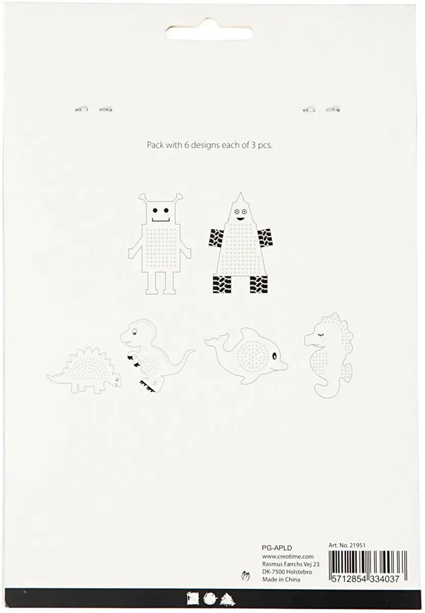 Creativ Company Karton Kruissteken Dieren Robotten - 6 Stuks