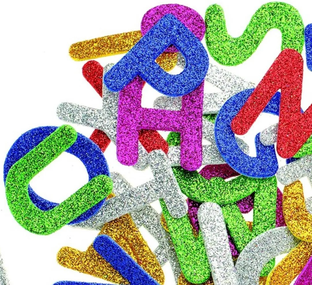 Glorex Hobby Foam Glitter Letters - 104 Stuks - Multi