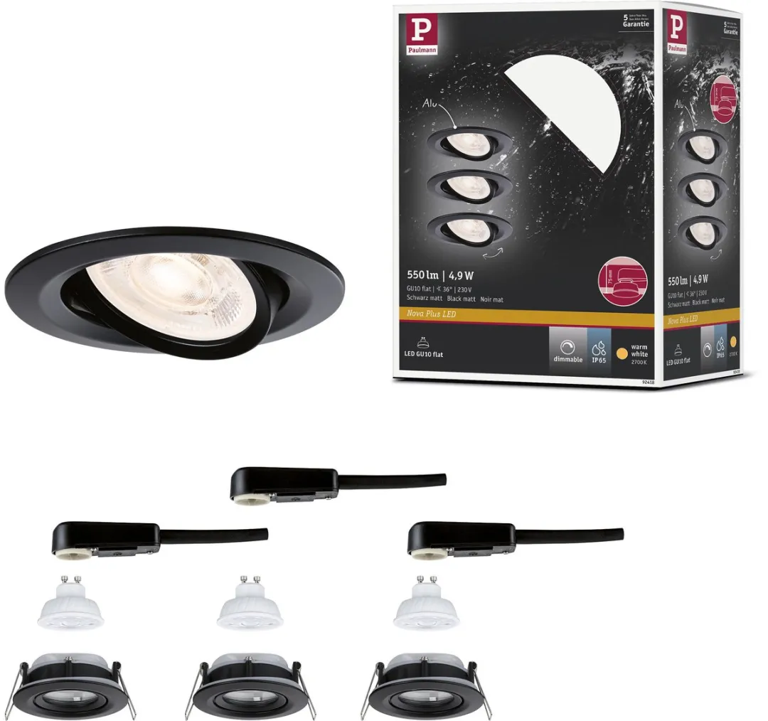 Paulmann Nova Plus LED-inbouwlamp GU10 3x4,9W 550lm 2700K
