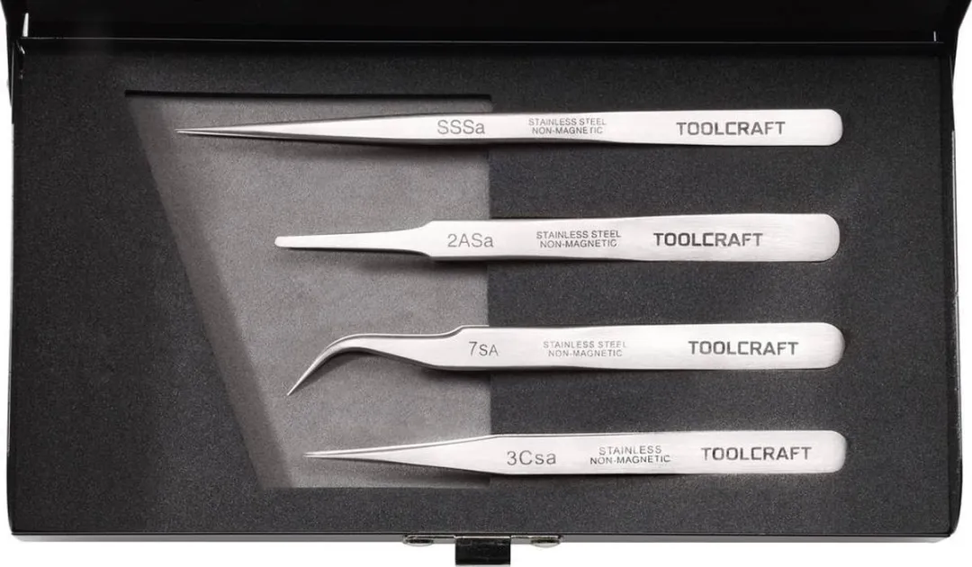 TOOLCRAFT Pincetset 4-delig - SA 2a/7/3c/55°