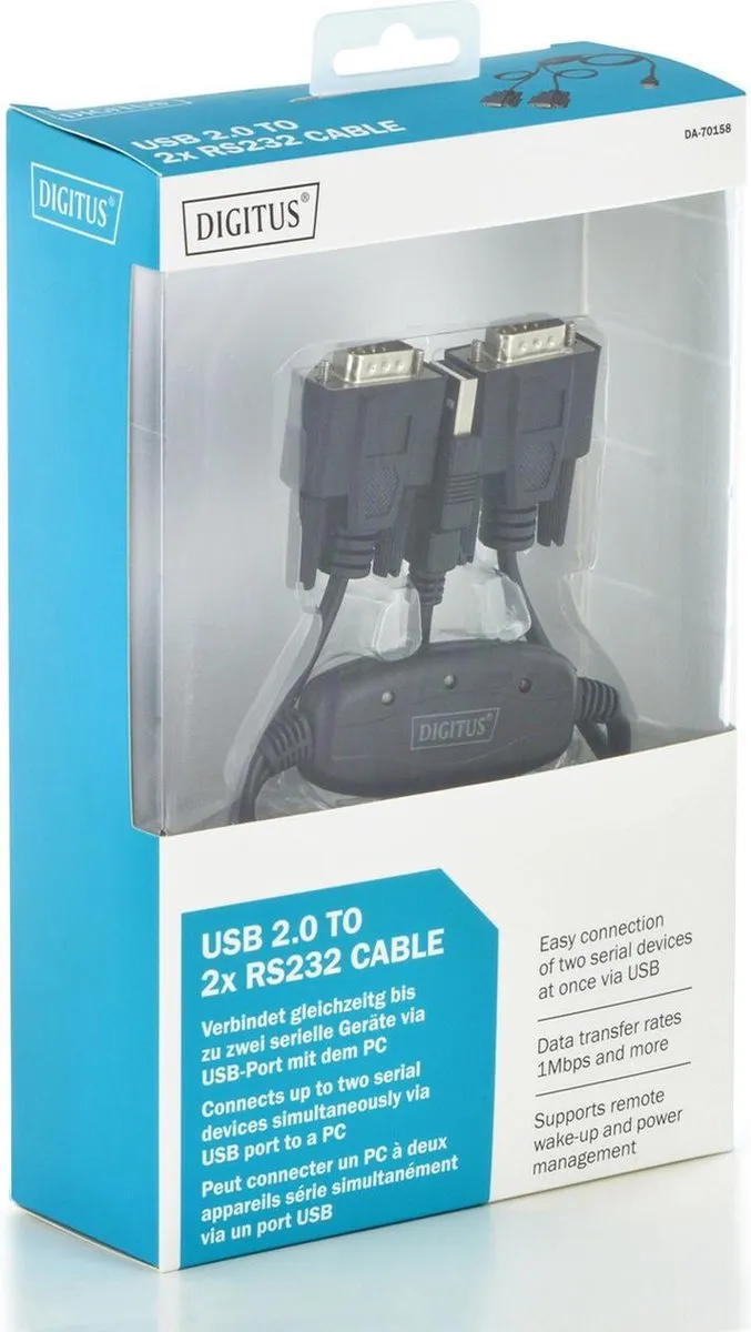Digitus DA-70158 USB naar Serieel Adapter 2x DB9 - 1.20m - Zwart