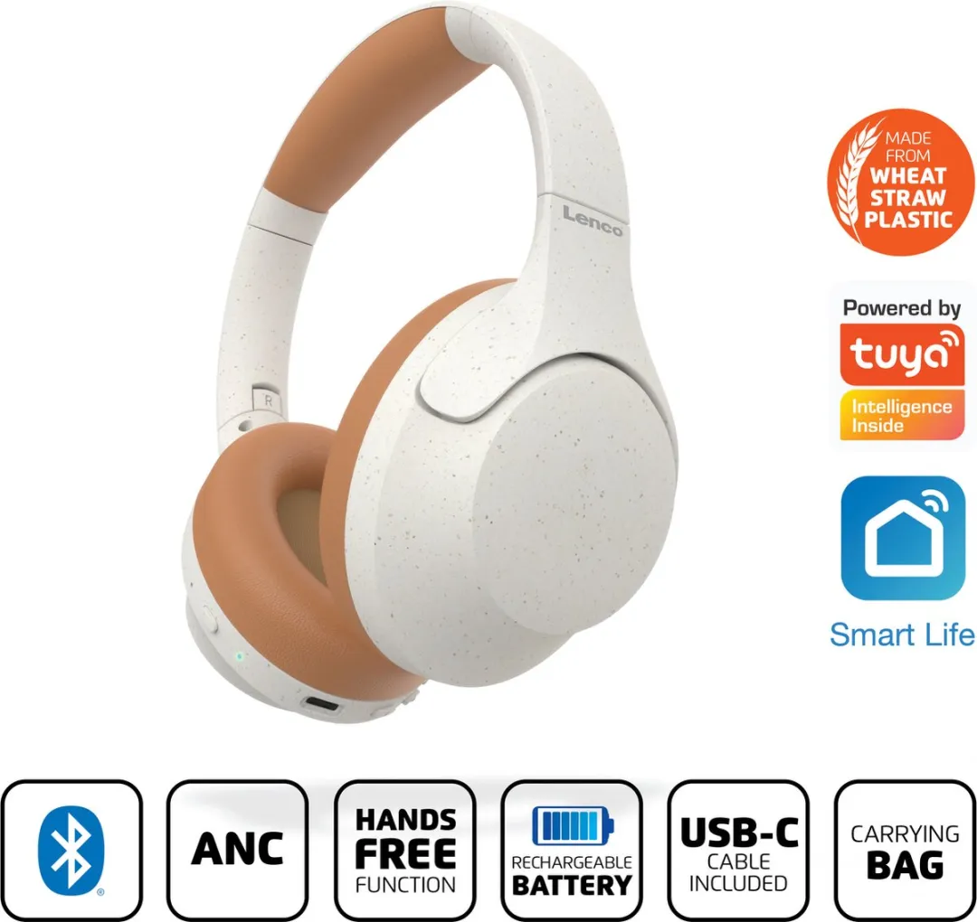 Lenco HPB-830GY Noise Cancelling Over-Ear Koptelefoon - Grijs-Wit