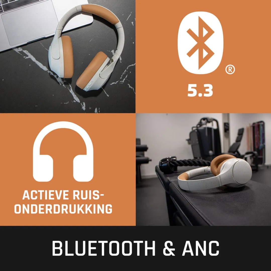 Lenco HPB-830GY Noise Cancelling Over-Ear Koptelefoon - Grijs-Wit