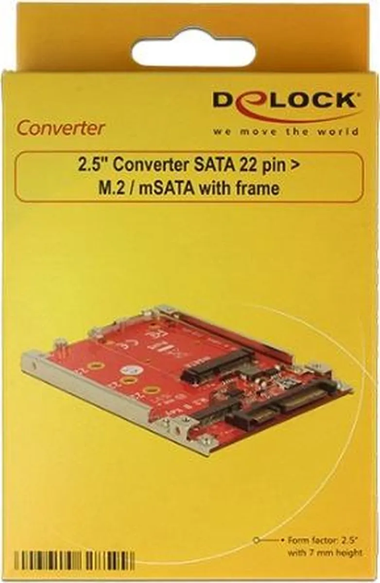 Delock SATA naar M.2/mSATA Converter 22 pin - 7mm - Groen