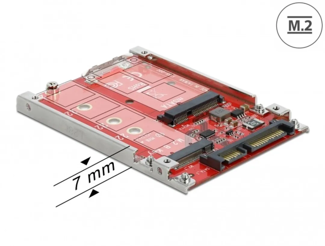 Delock SATA naar M.2/mSATA Converter 22 pin - 7mm - Groen