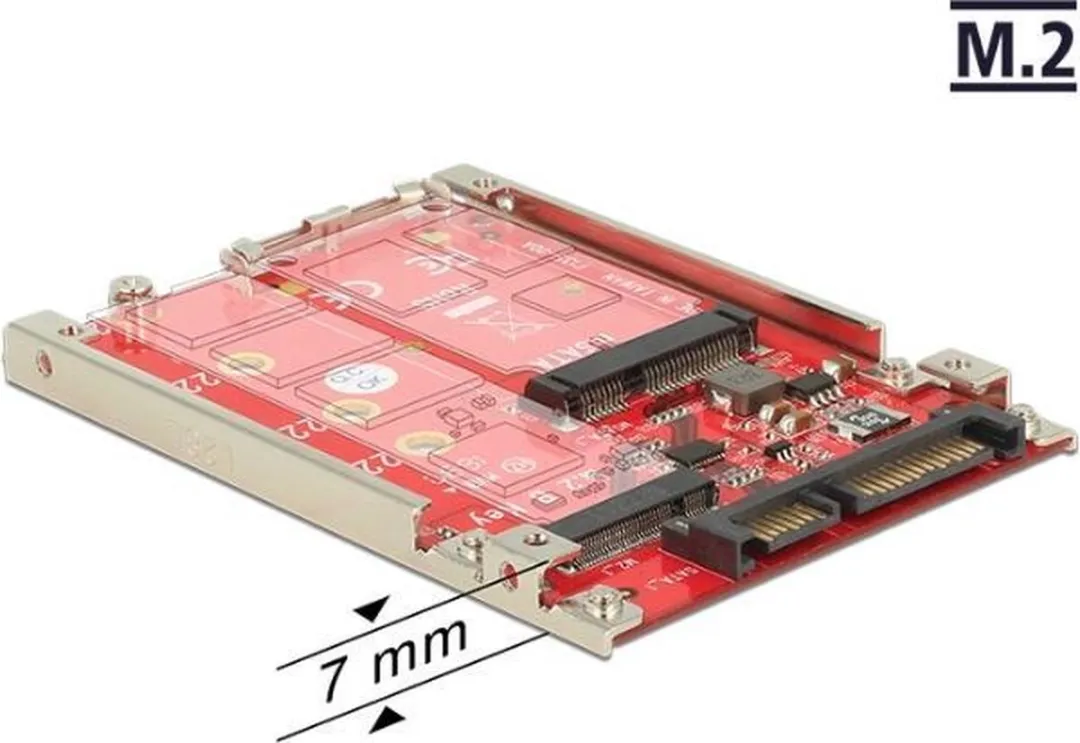 Delock SATA naar M.2/mSATA Converter 22 pin - 7mm - Groen