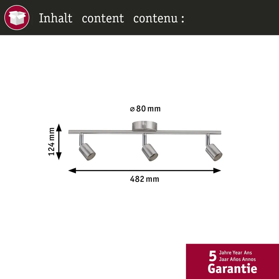 Paulmann Spotlight Carolina GU10 3x10W - Nikkel mat