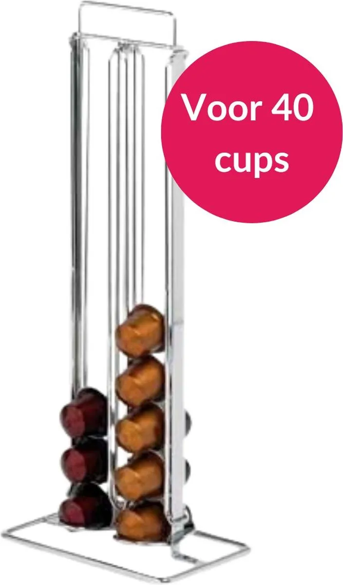 Cosy&Trendy Nespresso Capsulehouder 40 Stuks - 15x10x37cm - Zilver