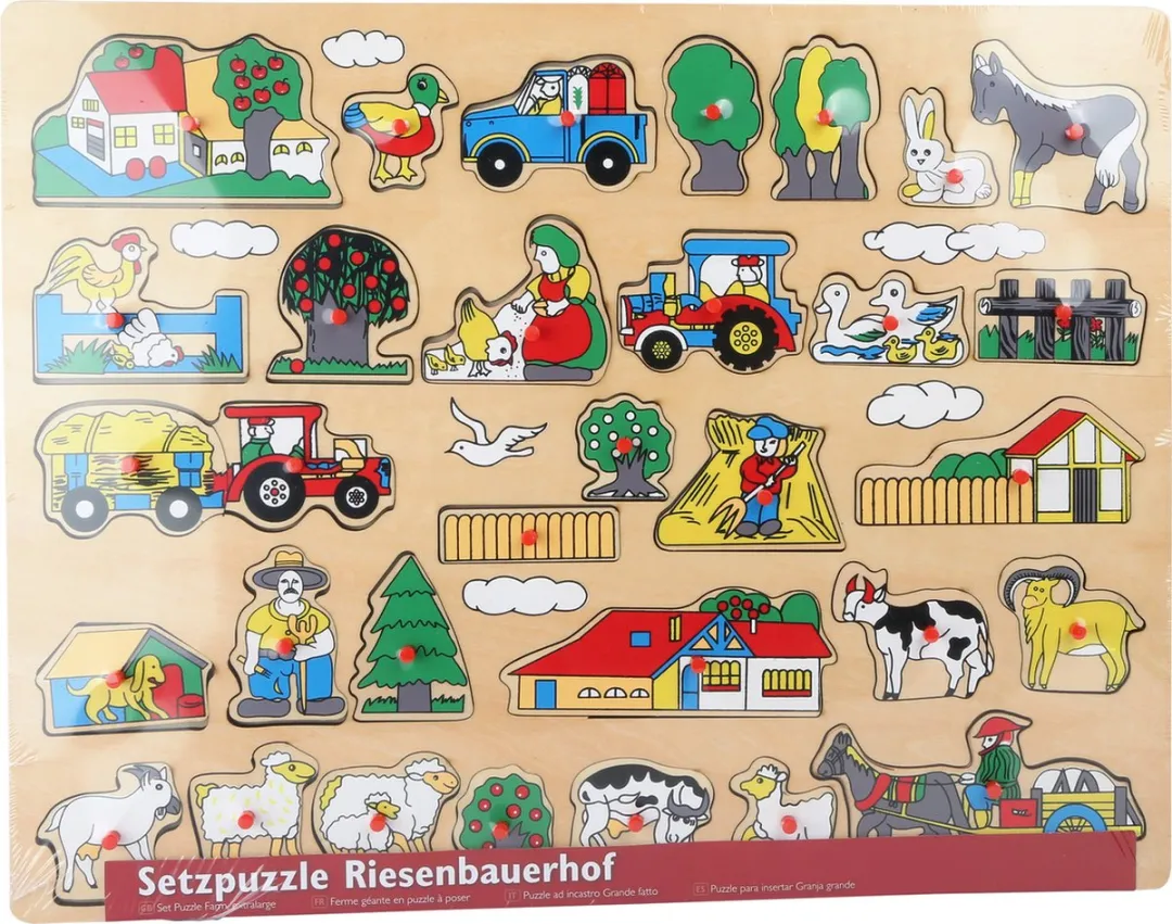 Small Foot Houten Insteekpuzzel Reuze Boerderij 32-delig - Multi