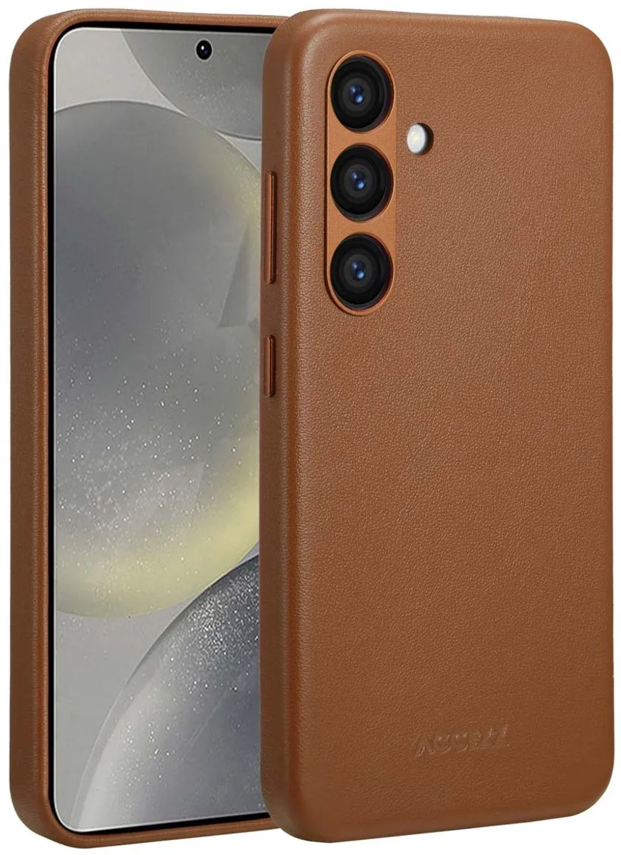 Accezz Hoesje Samsung Galaxy S24 - Magnetische Leather Backcover Sienna Brown