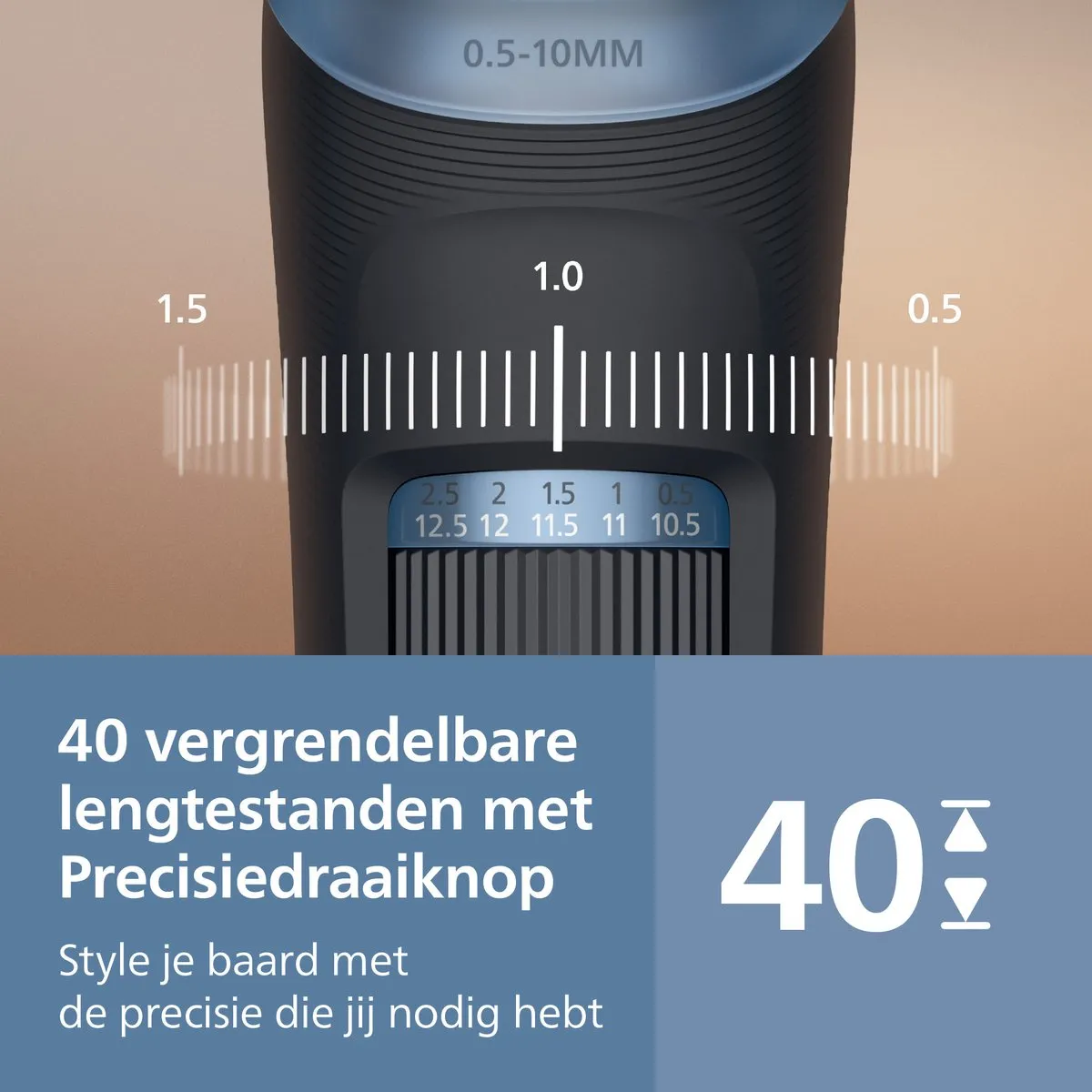 Philips Series 3000 BT3660/15 Baardtrimmer - 2 Opzetkammen - Donkergrijs