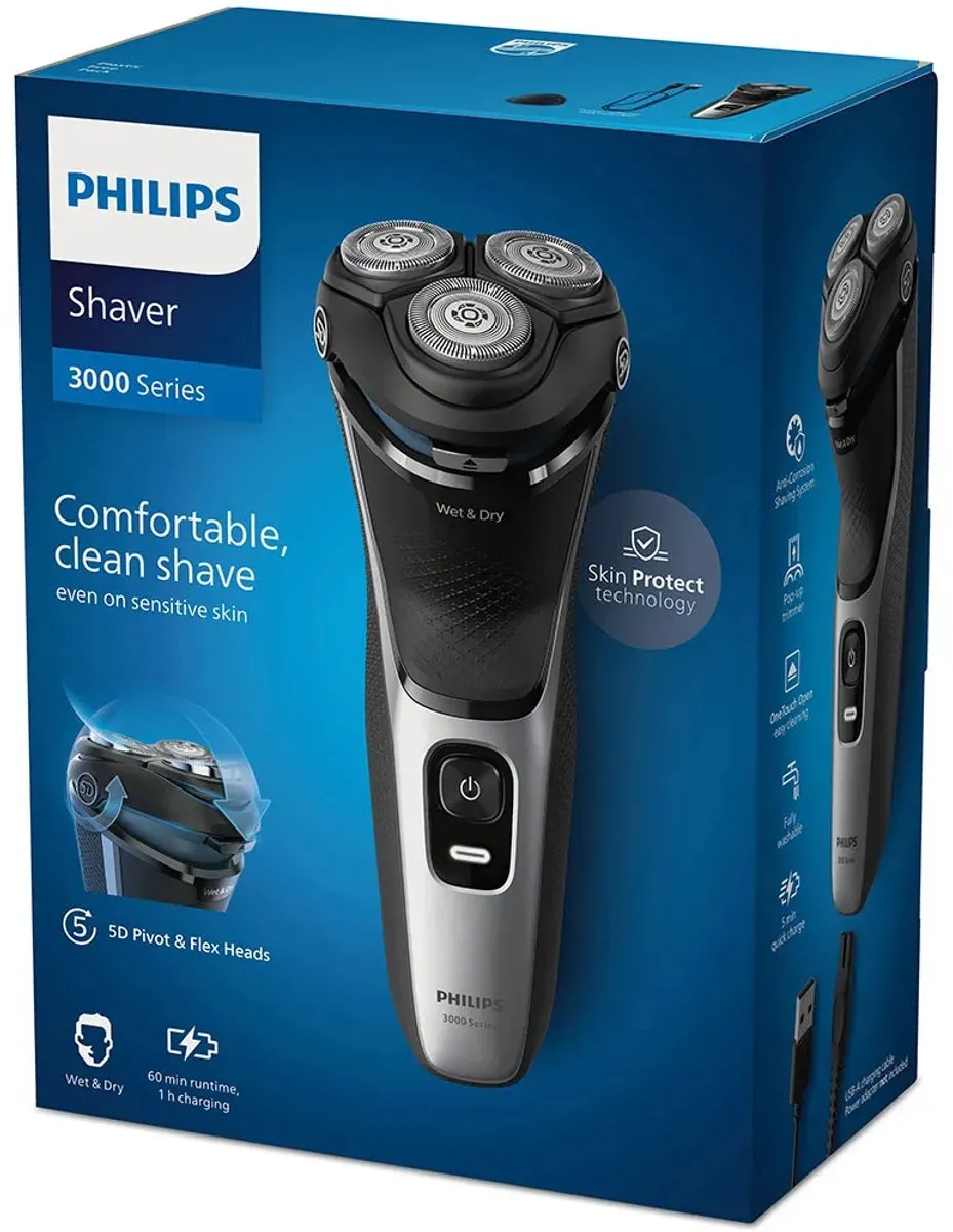 Philips Shaver 3000 Series S3143/00 Elektrisch Scheerapparaat - 3 Mesjes - Zilver
