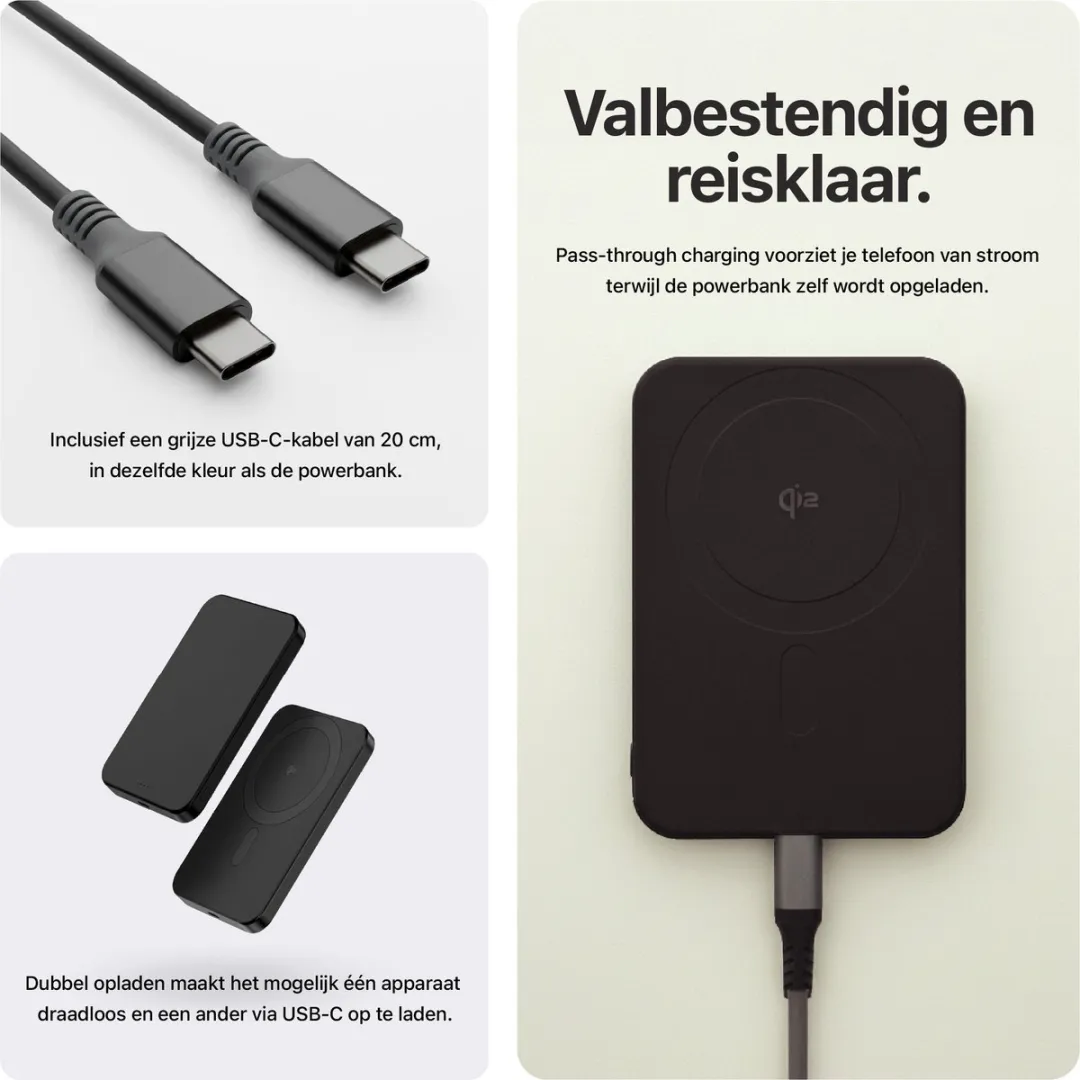Decoded Nano Mag Powerbank 3000mAh - MagSafe 7.5W - Zwart