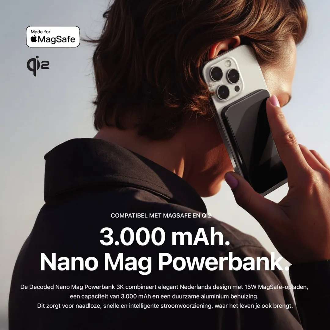 Decoded Nano Mag Powerbank 3000mAh - MagSafe 7.5W - Zwart