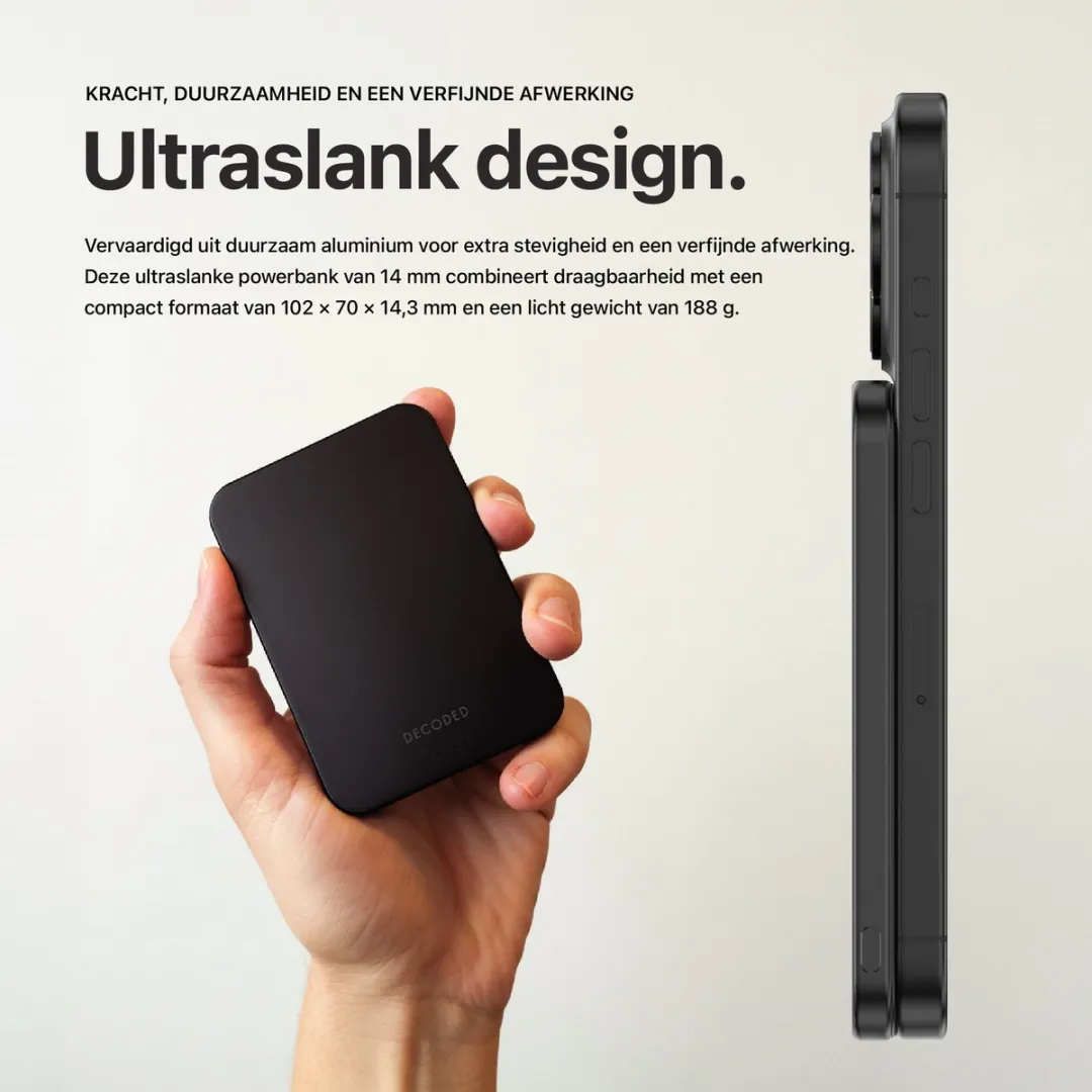 Decoded Nano Mag Powerbank 3000mAh - MagSafe 7.5W - Zwart