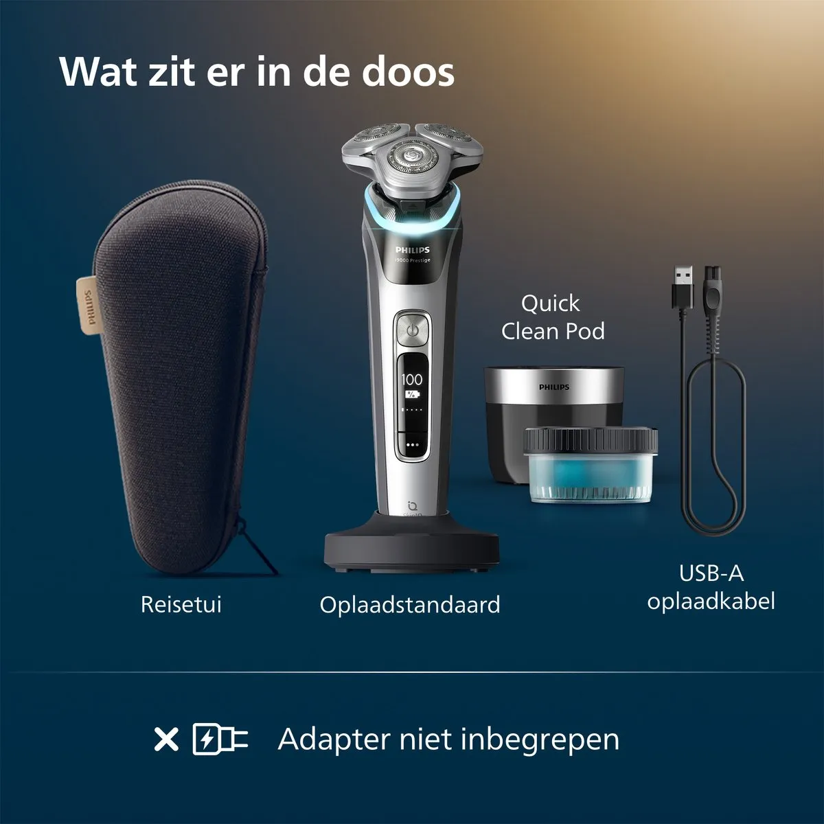 Philips Shaver i9000 Prestige Elektrisch Scheerapparaat Voor Mannen - Met Quick Clean Pod & Baardstyler- Zwart - XP9200/33
