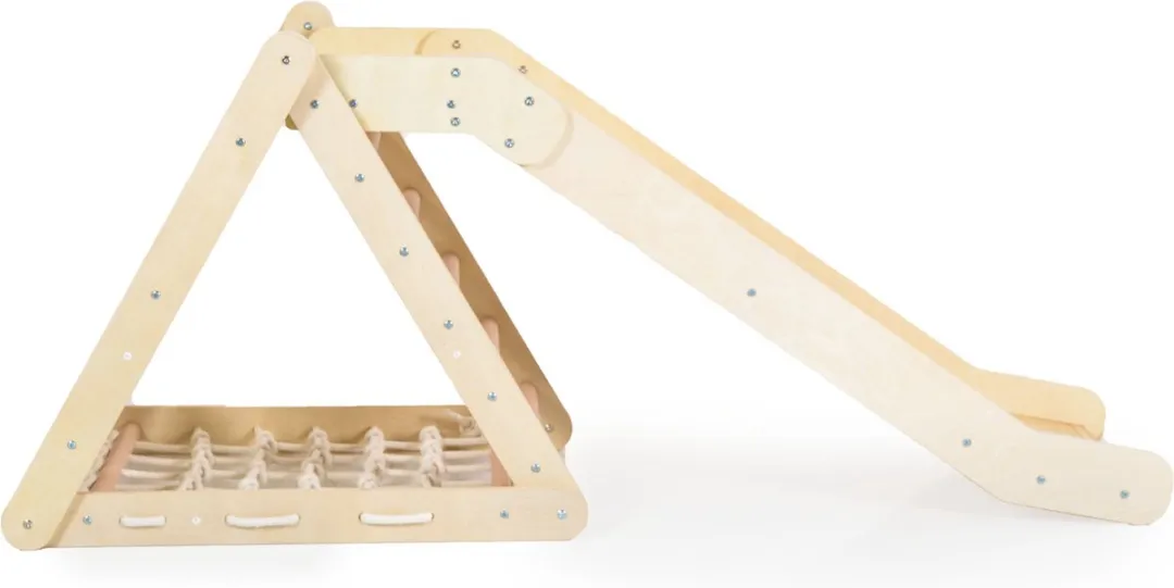 Moni Toys Montessori 3-in-1 Houten Klimrek met Glijbaan