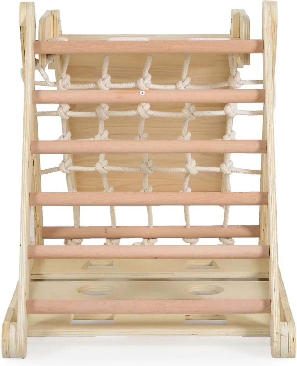 Moni Toys Montessori 3-in-1 Houten Klimrek met Glijbaan