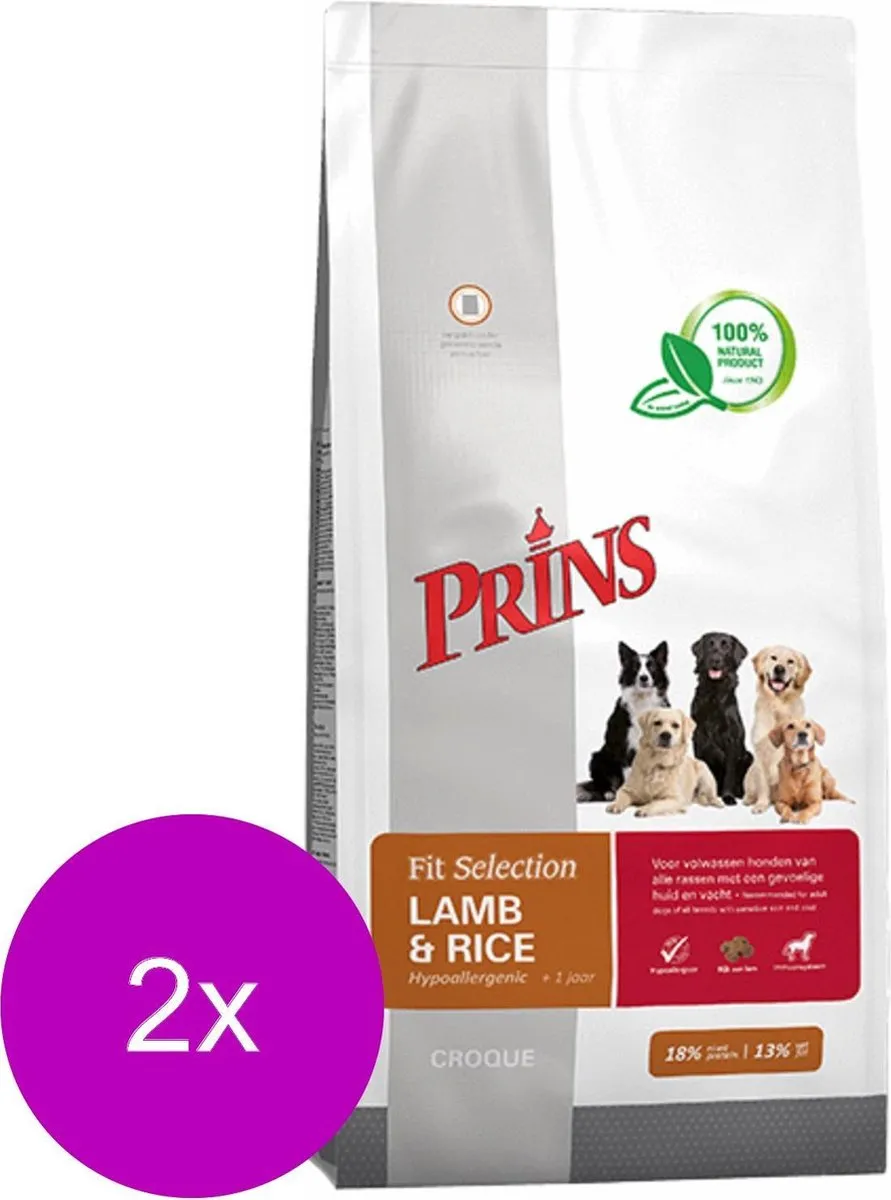 Prins Fit Selection Lam & Rijst Hondenvoer - 2x2kg