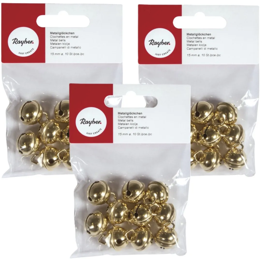 Rayher Hobby Metalen Belletjes 30 Stuks - Goud - 15mm