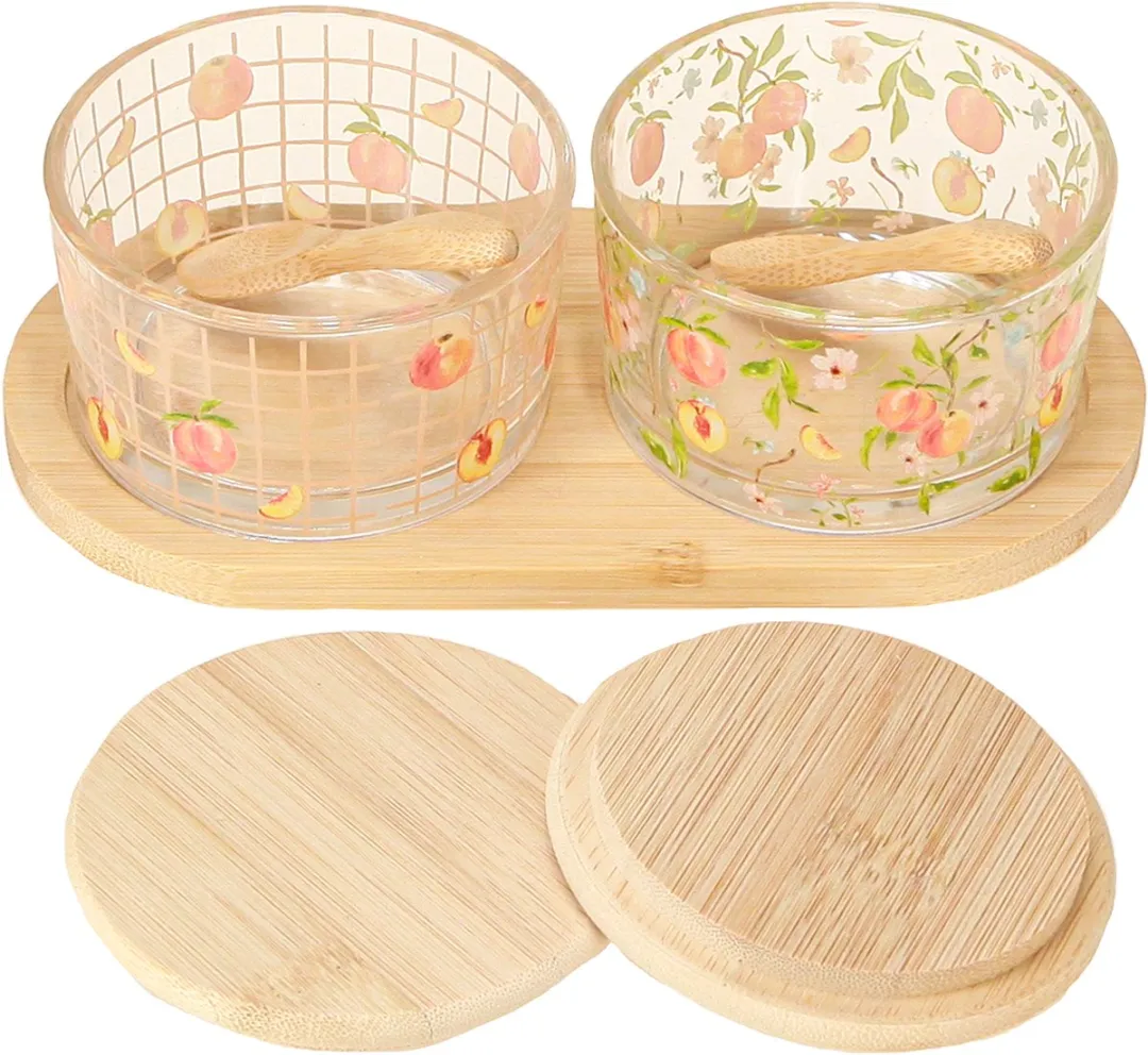 Kaemingk Perzik Tapasset Jampotten Op Dienblad 20x10x6,5cm