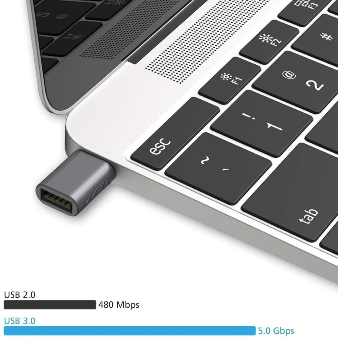 NÖRDIC OTG-C4 USB-A 3.0 naar USB-C Adapter - Space Gray