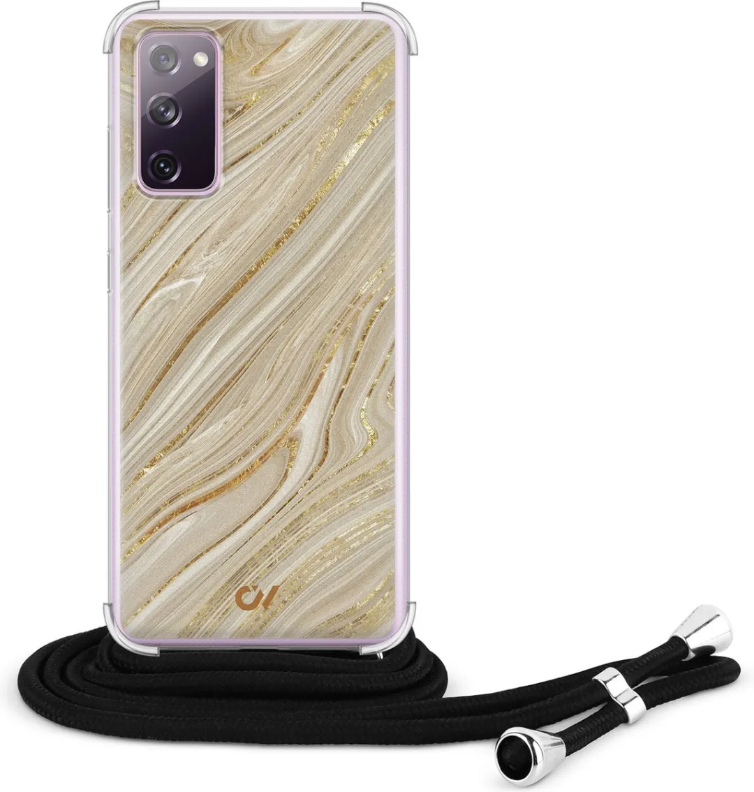 Casevibes S20 FE Telefoonhoesje - Golden Marble - Met koord