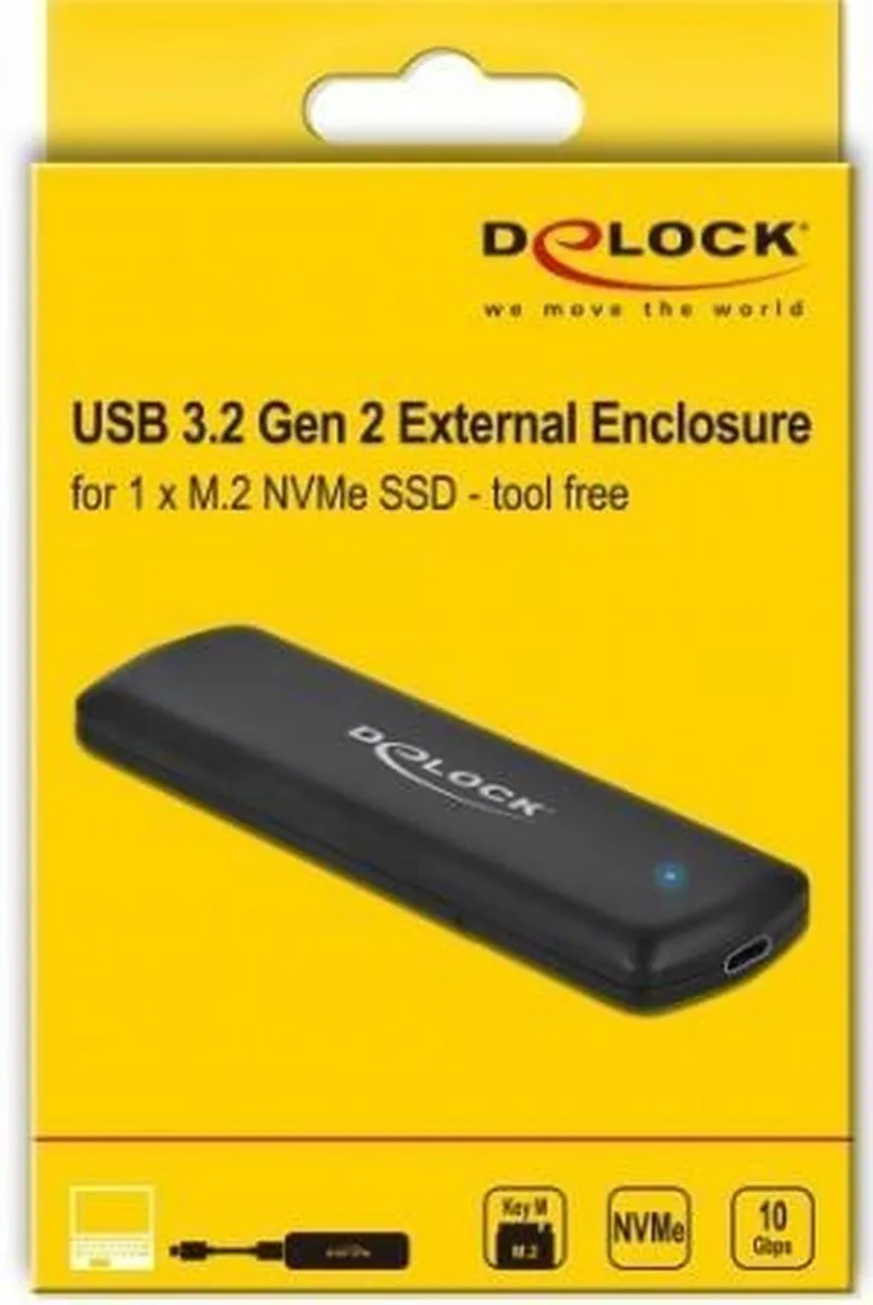 Delock 42615 M.2 SSD-behuizing - USB-C - Zwart