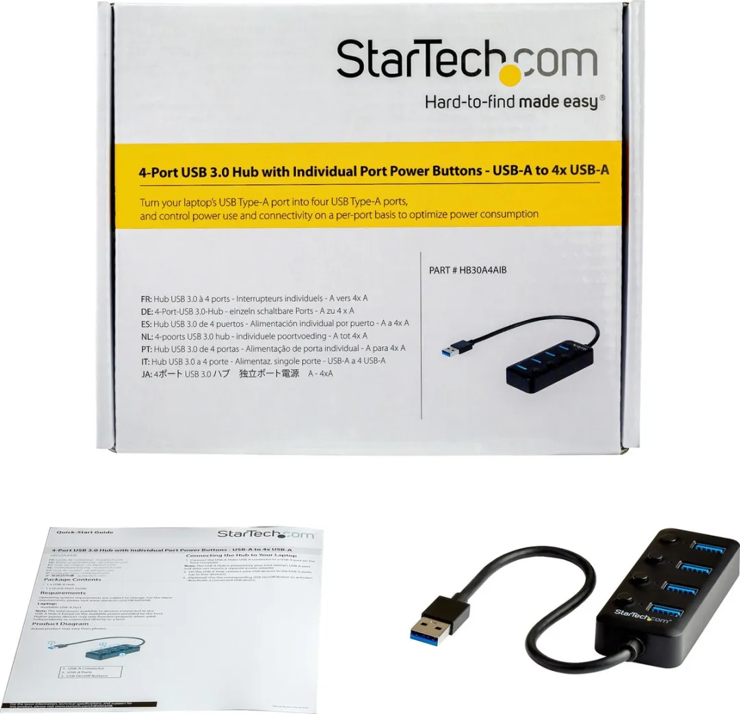 Startech HB30A4AIB USB-Hub - Zwart