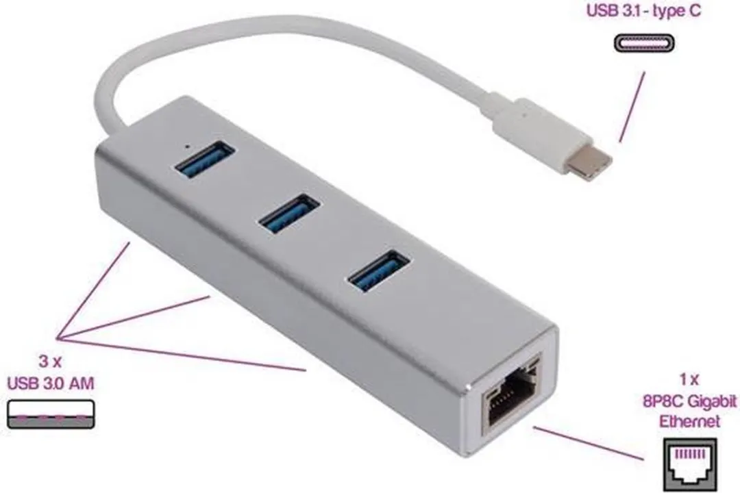 Velleman PCMP202 USB-Hub 3.1 Type C - 3 Poorten Wit
